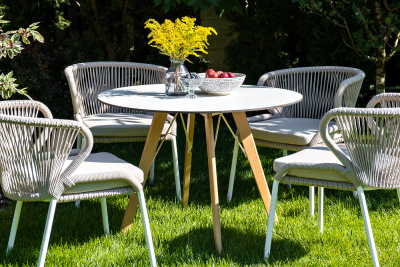 "Франческо" интерьерный стол из HPL круглый Ø90см, цвет молочный