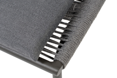 "Авиньон" кресло плетеное из роупа, каркас алюминий серый (RAL7022) муар, роуп серый круглый, ткань темно-серая 027