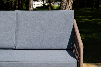 "Канны" лаунж-зона 4-местная из роупа со столиком "Канны" (серый гранит), основание дуб, роуп коричневый