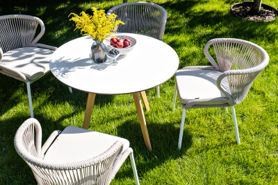 "Франческо" интерьерный стол из HPL круглый Ø90см, цвет молочный