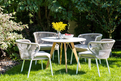 "Франческо" интерьерный стол из HPL круглый Ø90см, цвет молочный